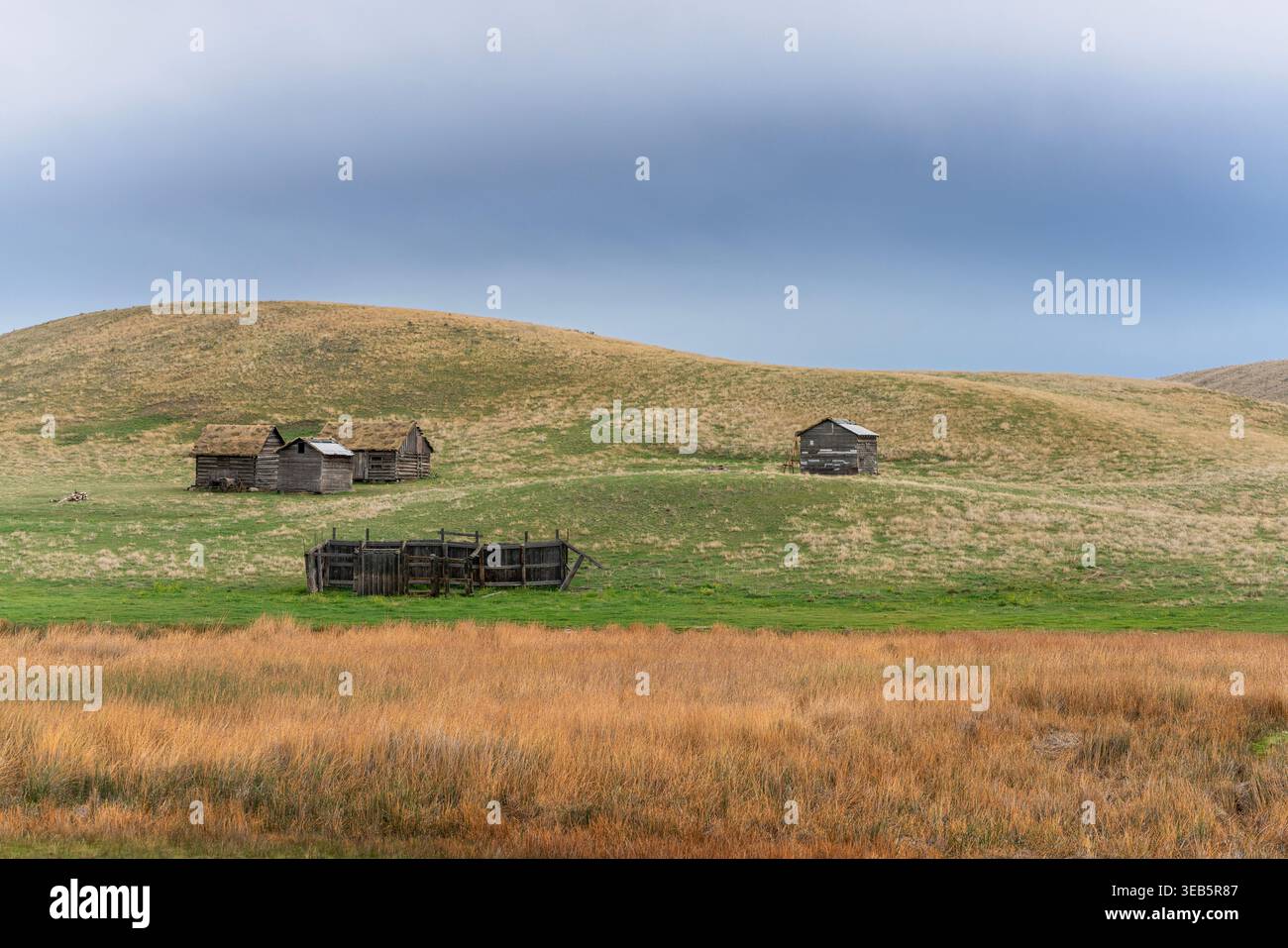 Rustikale Holzgebäude. Rustikale alte, Holz arbeitende Ranch-Gebäude. Stockfoto