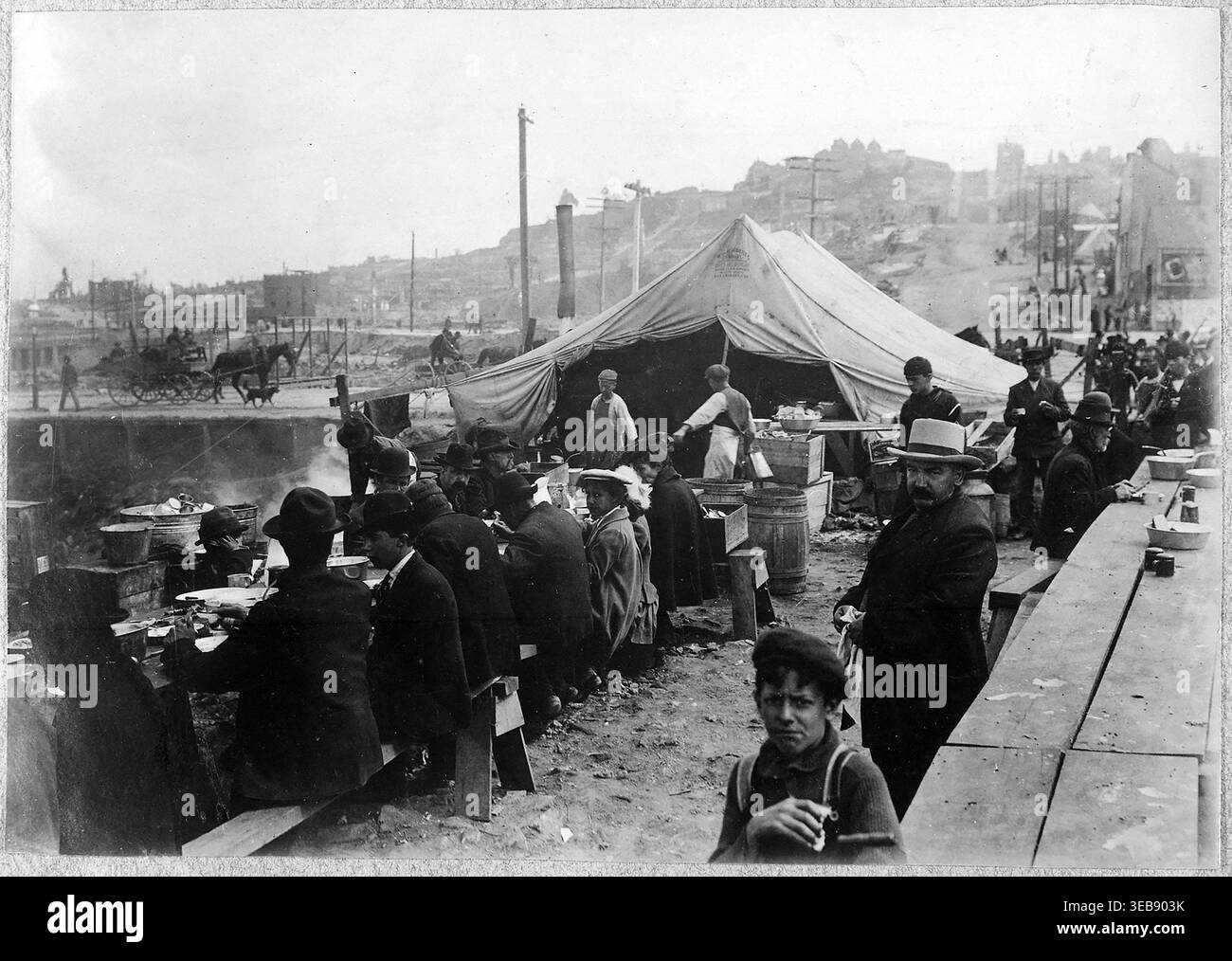 Nach dem Erdbeben in San Francisco 1906. Warme Küche Stockfoto