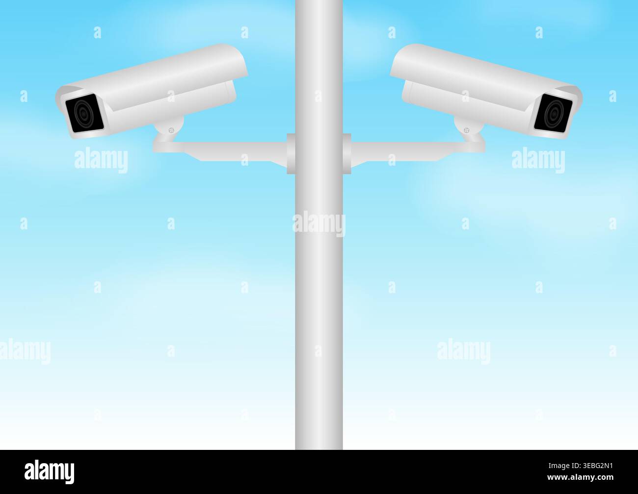 CCTV-Überwachungskamera oder Überwachungskamera. CCTV-Straßenkamera. Vektorabbildung. Stock Vektor