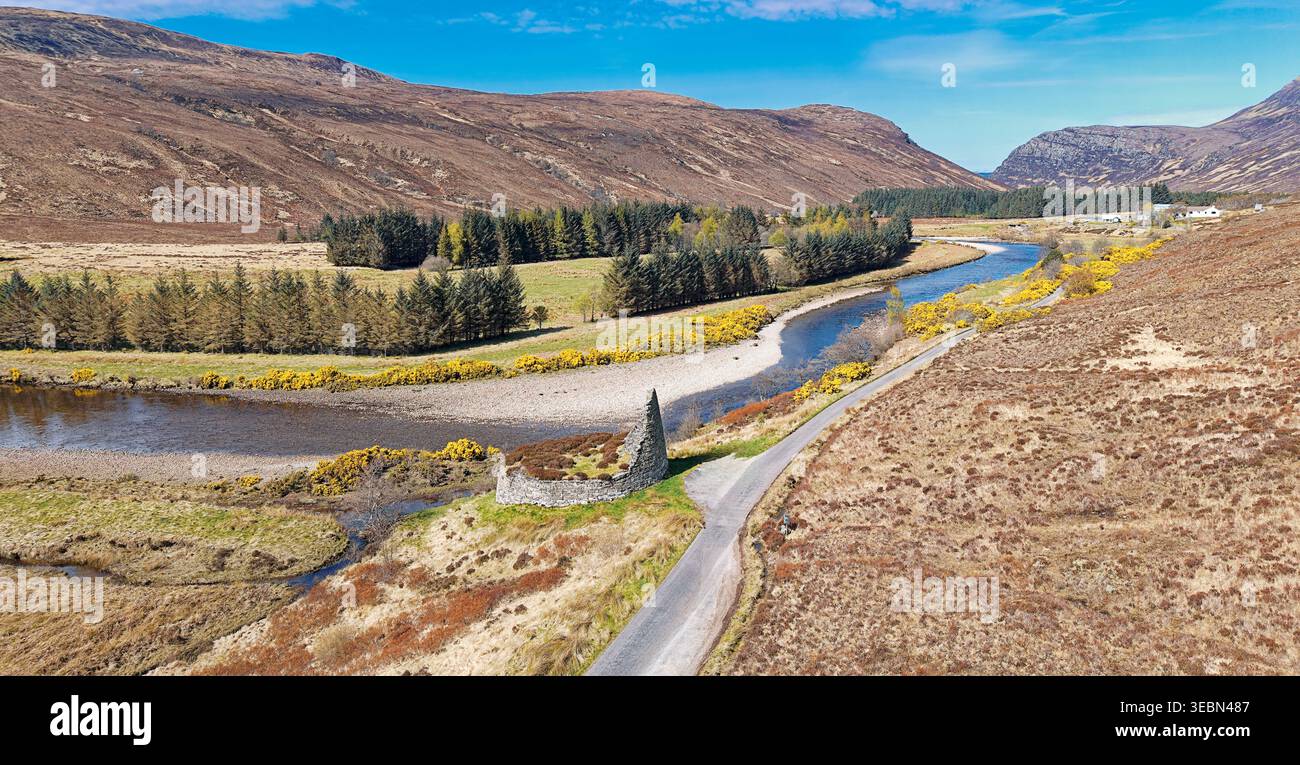 Broch Dun Dornaigil Strathmore Sutherland Schottland 2.000 Jahre altes Drystone-Roundhouse Stockfoto