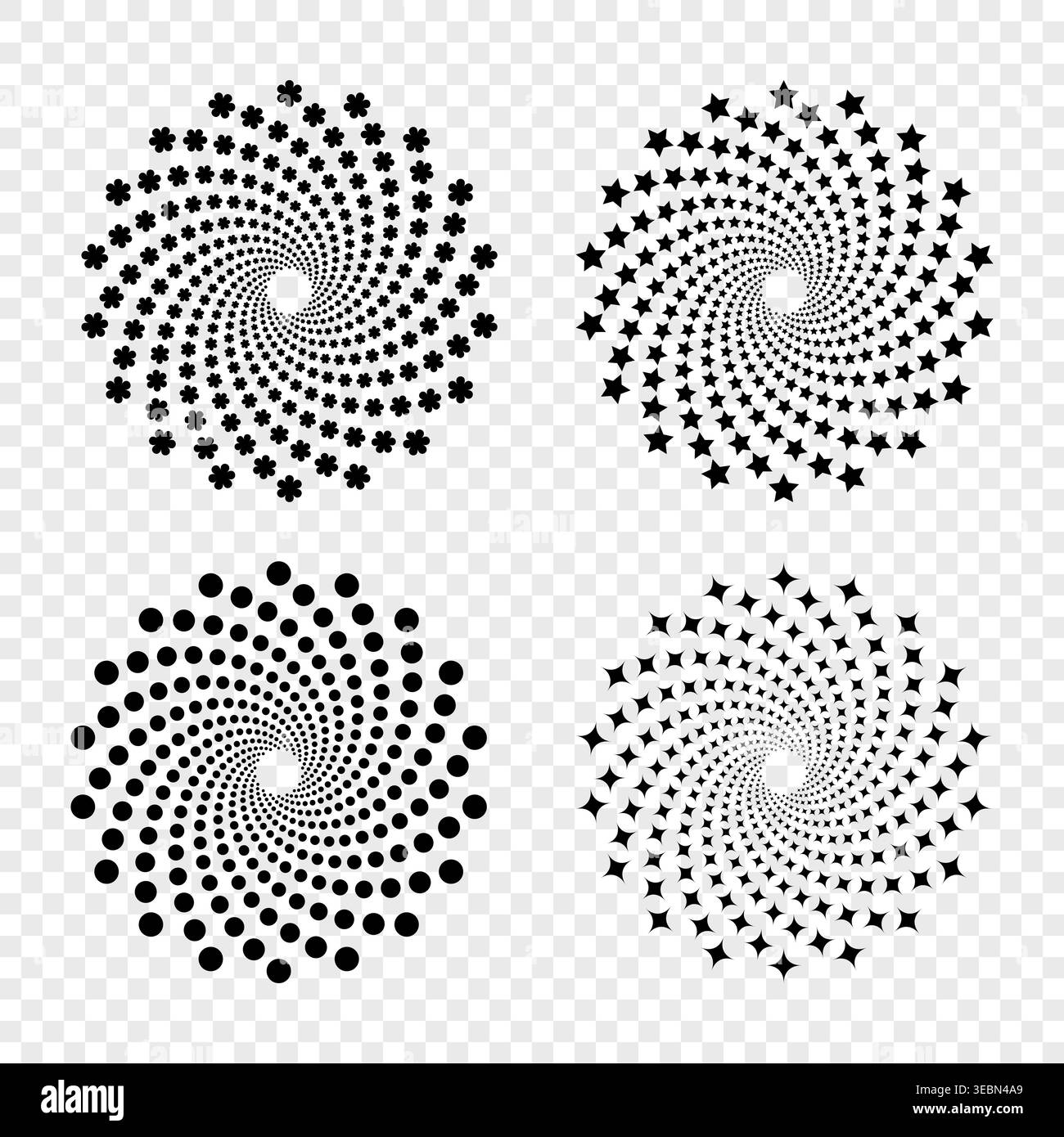 Vektor-Halbtonhintergrund. Abstrakte geometrische Mandalas festgelegt Stock Vektor