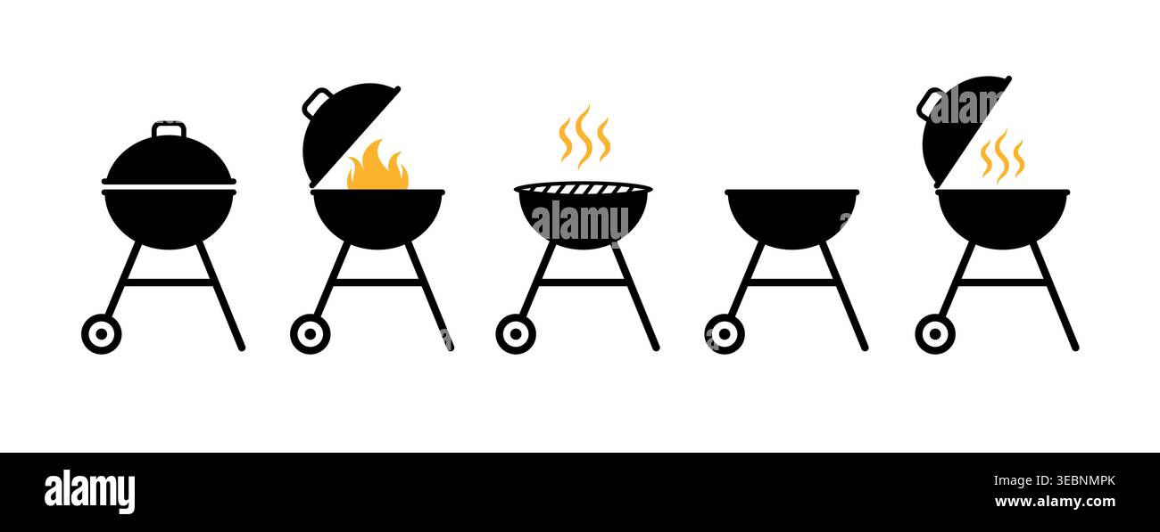 Grill bbq Symbol Vektor Piktogramm Feuer Symbol. Grill Grill Grill Bratparty Rauchkoch Logo Symbol Stock Vektor