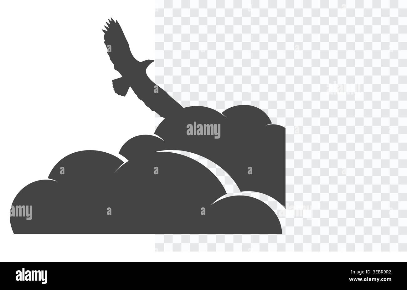 Eagle Fliegt Über Wolken Silhouette Stock Vektor