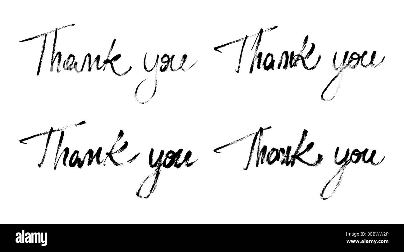 Dankeschön: Kalligrafieset Mit Textpinsel. Grunge Vektor Danke Hand geschriebene Schriftzeichen Sammlung Stock Vektor