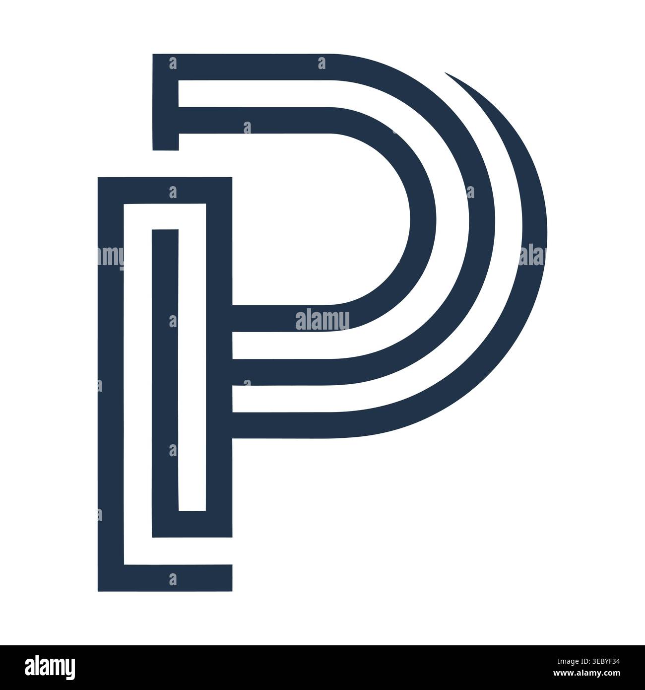 Geometrisches dreizeiliges P-Logo für Technik und Konstruktion Stock Vektor