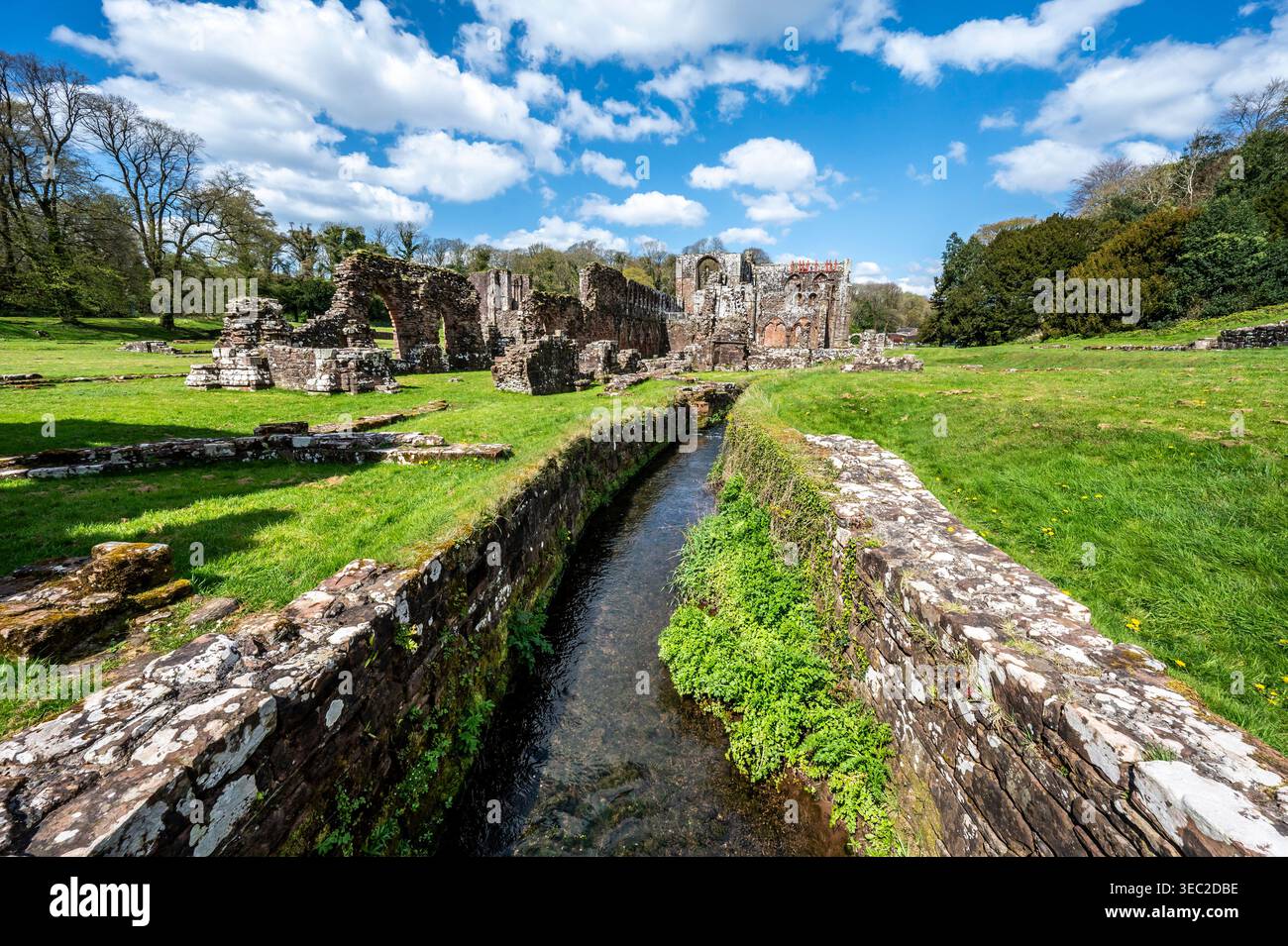 Diese Bilder zeigen die berühmten Ruinen des Zisterzienserklosters Furness Abbey aus dem 11. Jahrhundert, das sich auf der Halbinsel Furness in der Irischen See befindet. Stockfoto