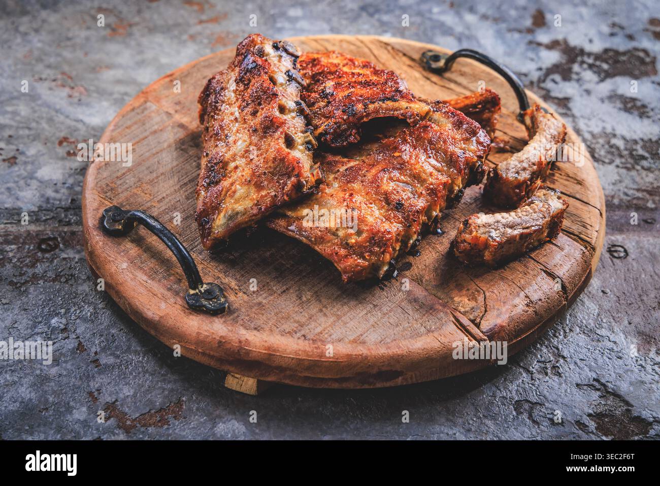 Spicy Hot Spare Ribs vom Grill Stockfoto
