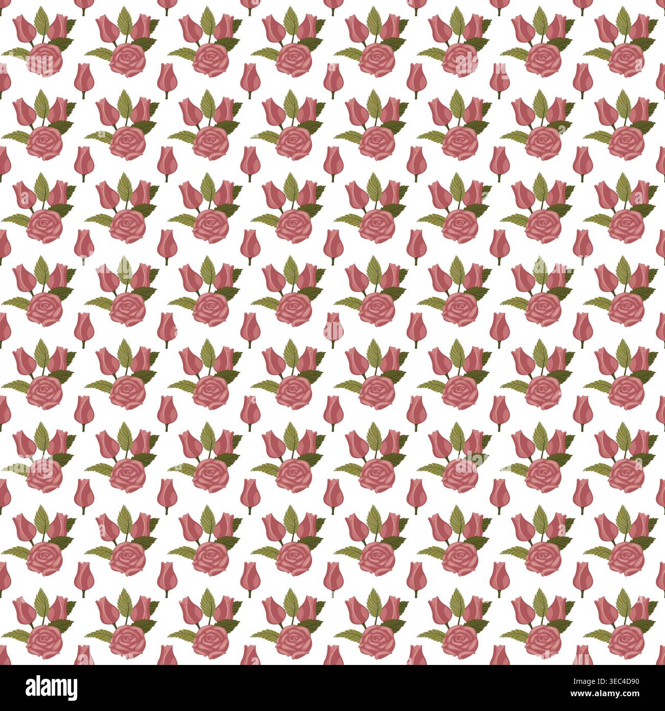 Zusammensetzung rosa Rosen. Nahtloses Muster. Vektorabbildung. Stock Vektor