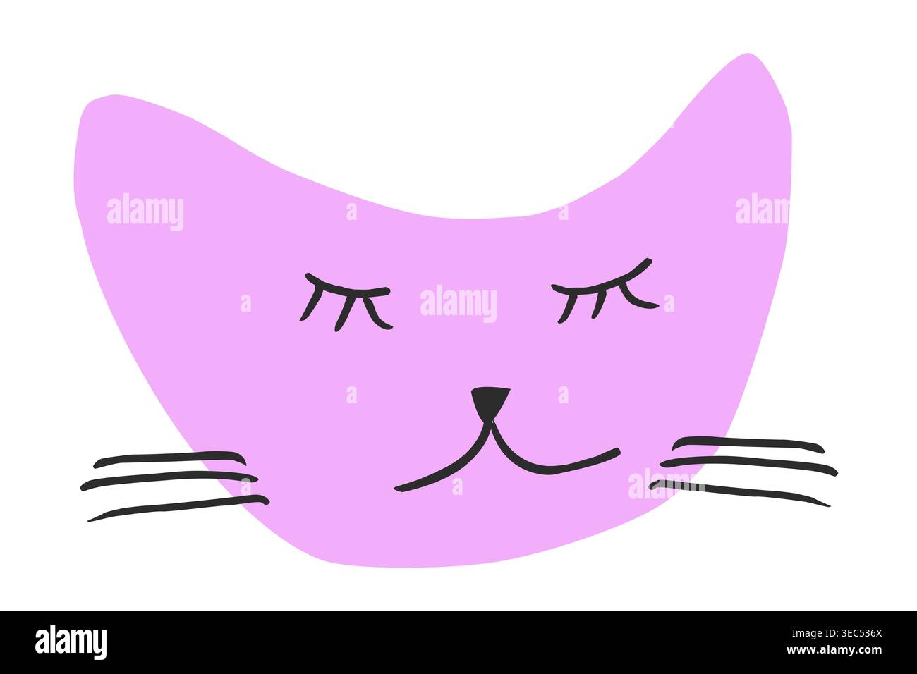 Sleeping Pink Cat Face Stockfoto