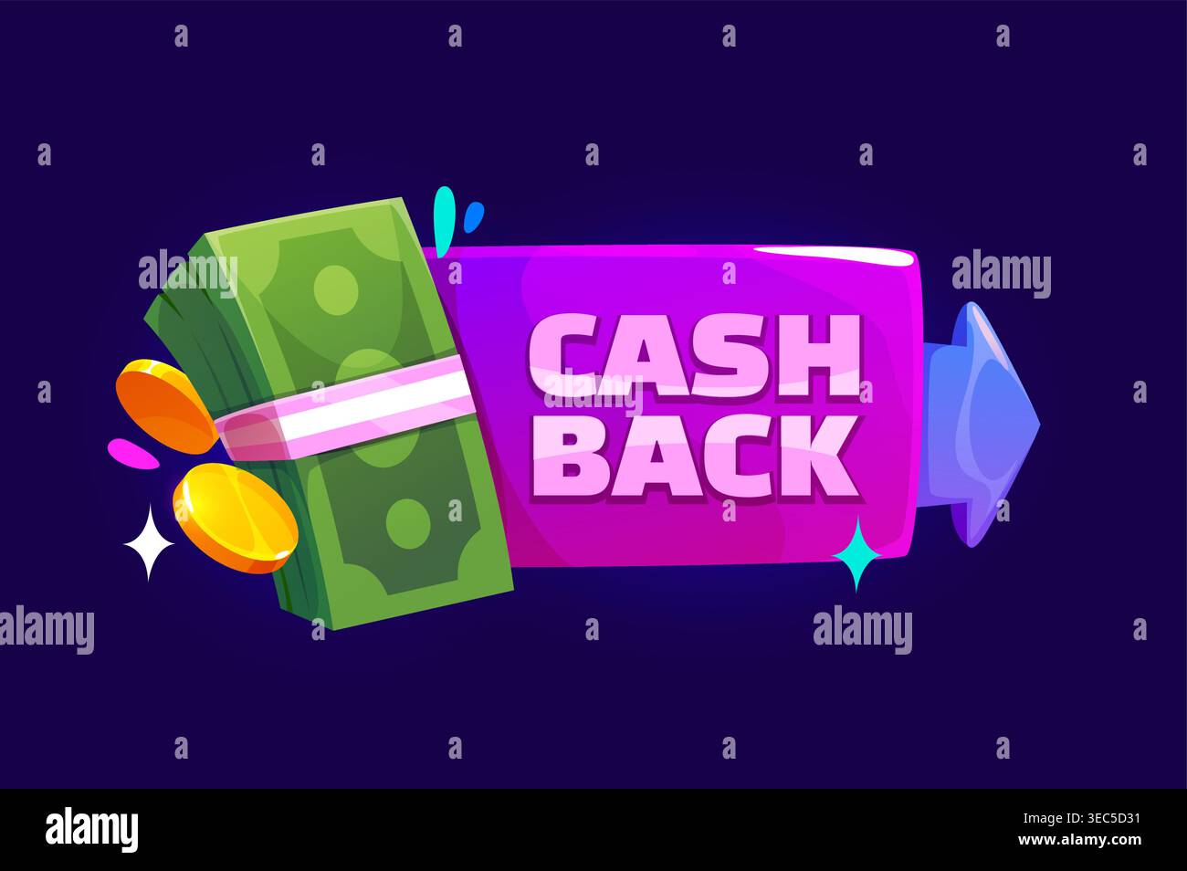 Symbol „Cash-Back“ oder „Cash-Back-Zahlung“ Stock Vektor