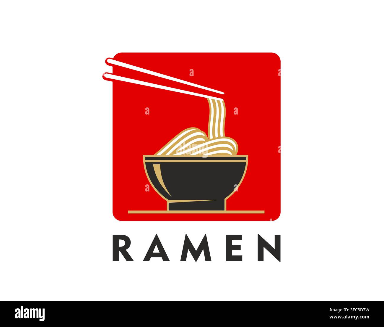 Asiatische Ramen Nudeln Schüssel Symbol oder Symbol Stock Vektor