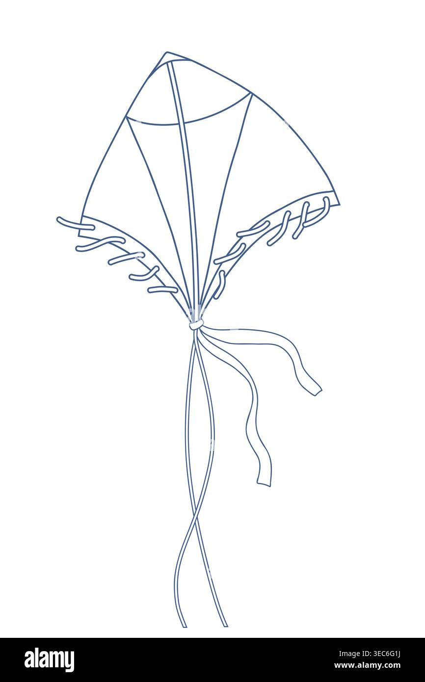 Kite Line Art Vektor Illustration für Kinder. Stock Vektor