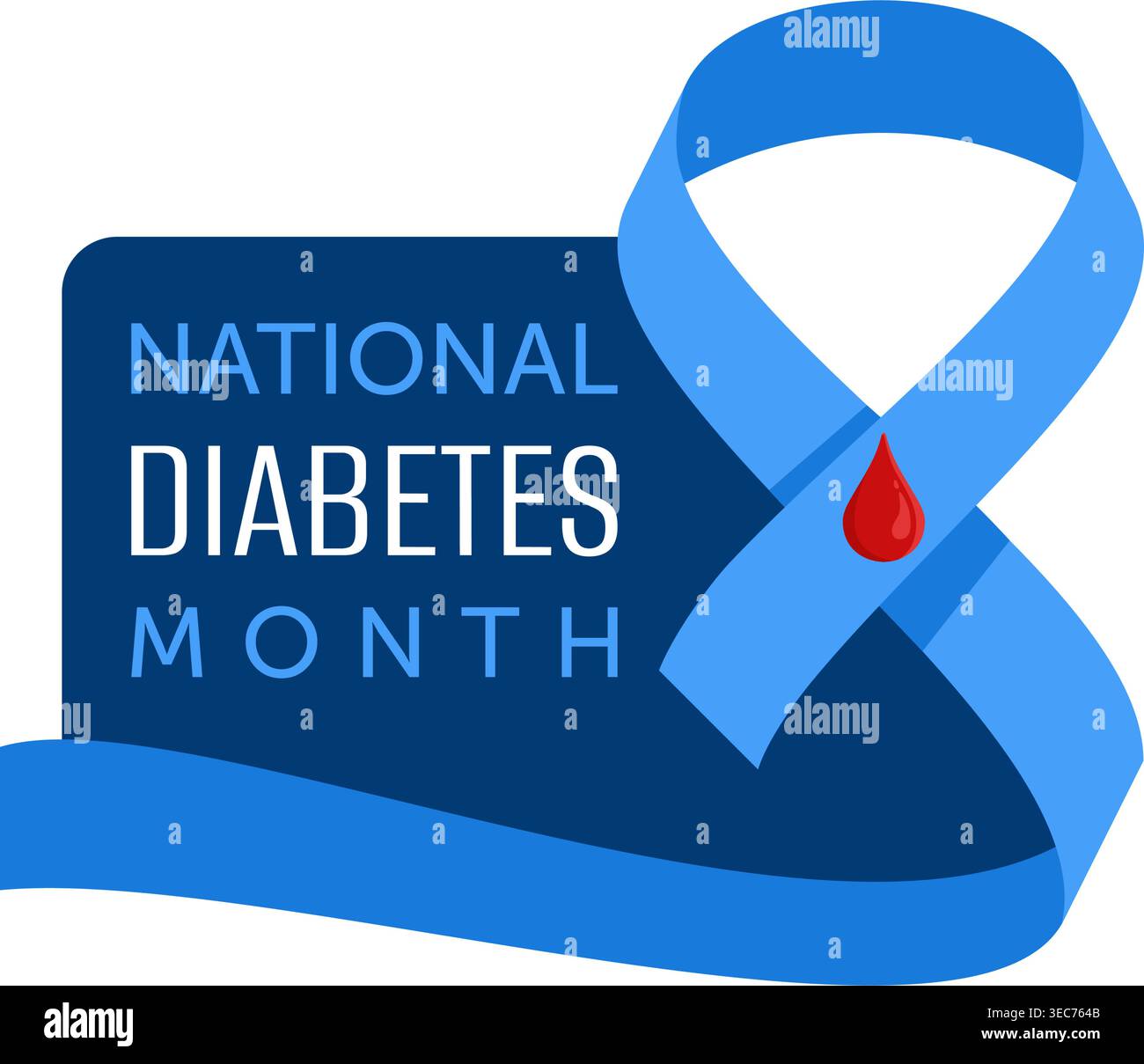 Diabetes Awareness Month, November. Vektorbanner mit Band und Bluttropfen für Glukosetests Stock Vektor
