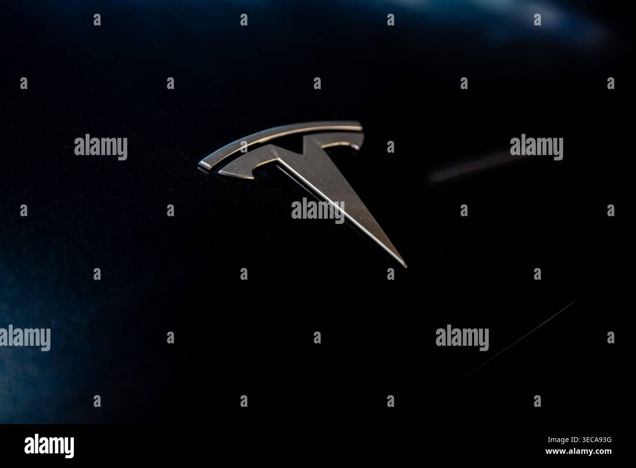 Tesla-Emblem in Tokio, Japan Stockfoto