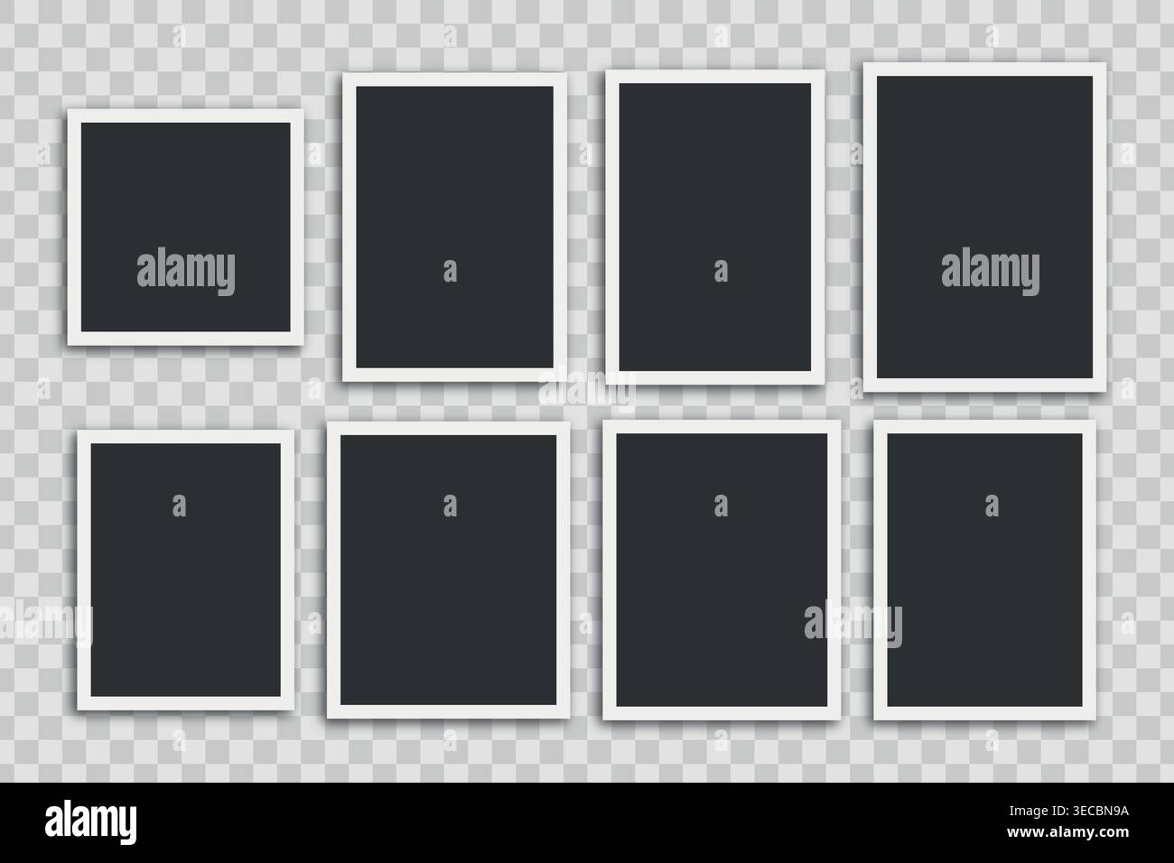 Realistische leere weiße Polaroid-Bilderrahmen-Set – realistische Polaroid-Rahmen und Fotomodellsammlung mit Schatten-Vektor-Illustration Stock Vektor