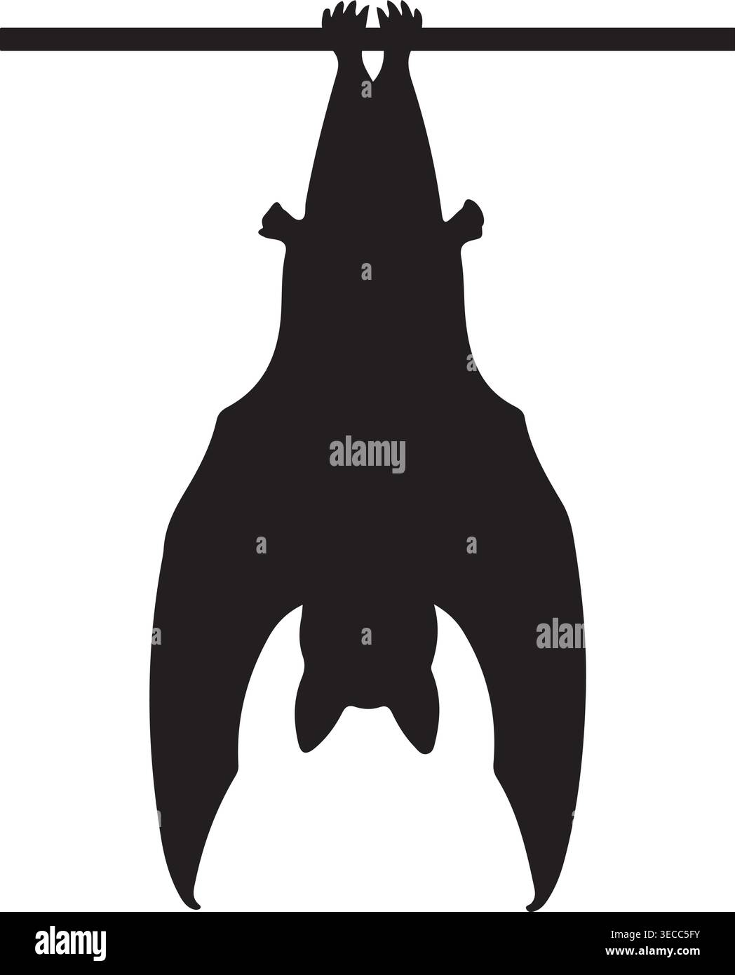 Hängende Fledermaus Silhouette Vektor-Illustration isoliert auf weißem Hintergrund Asset-Kunst Stock Vektor