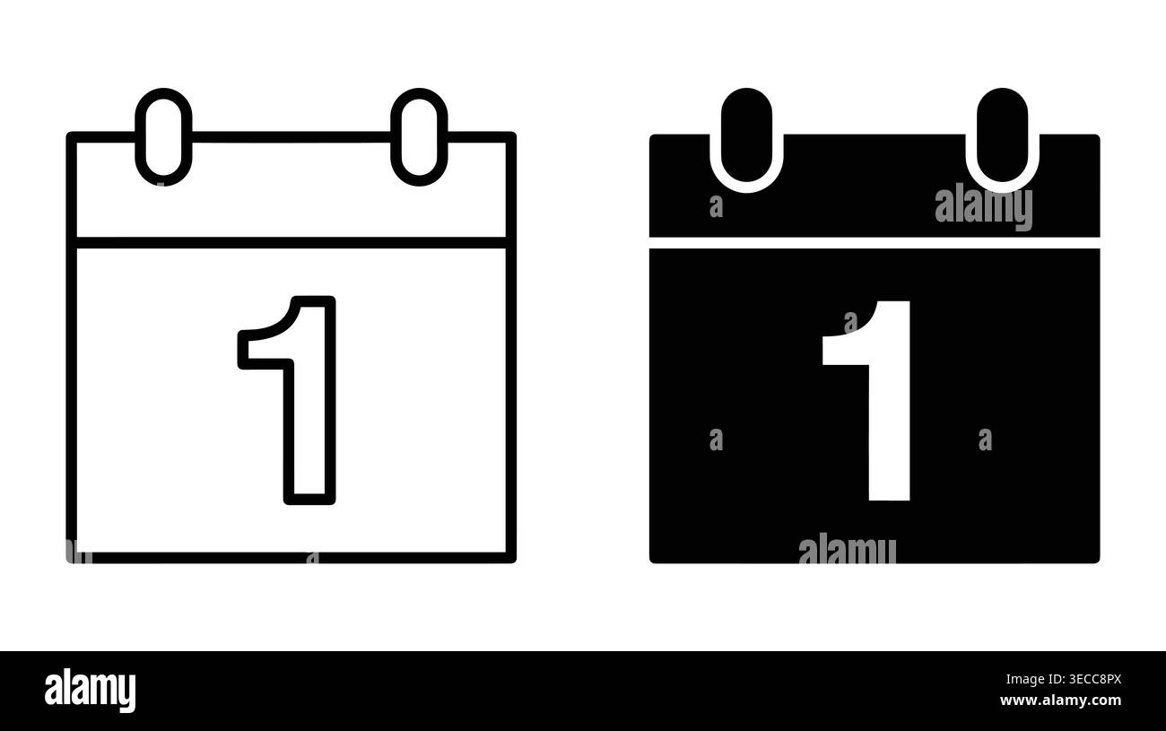 Kalender-Datensammlung im Business-Bereich in einfachen linearen und soliden Stilen, Büroplanung, Terminplanung, Ereignisse, Aufgaben und Zeit Stock Vektor