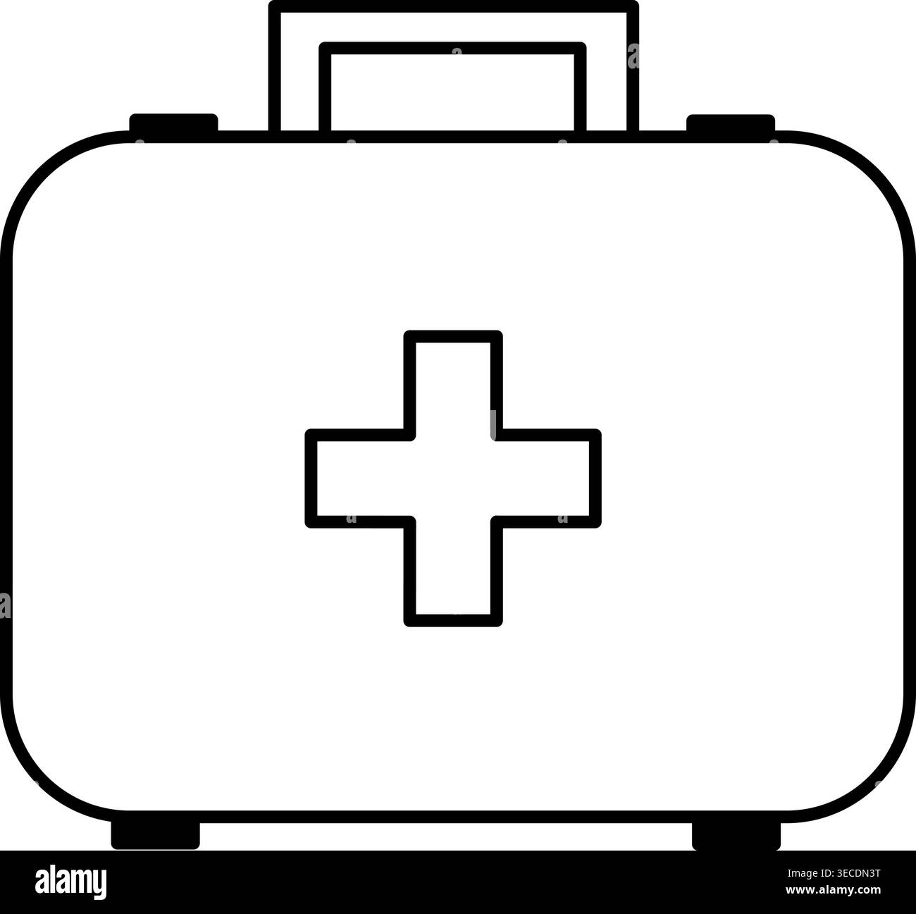 Medizinische Tasche für Färbung Seite. Aktentasche mit dem Symbol des medizinischen Kreuzes. Vektorabbildung Stock Vektor