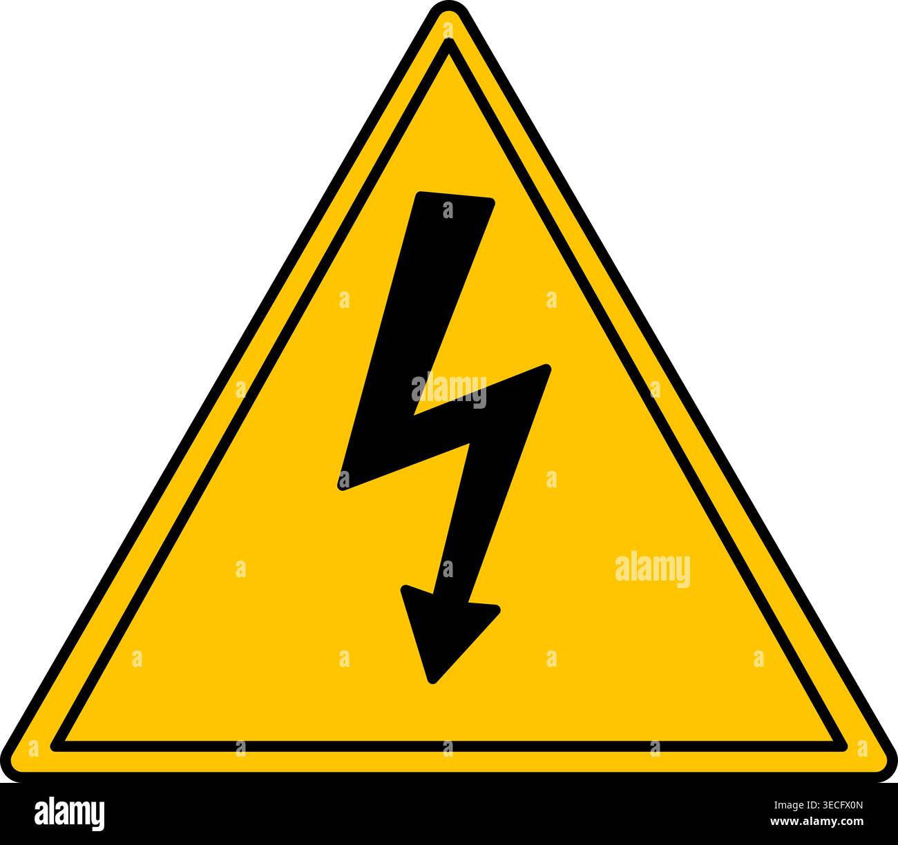 Gelbes Zeichen Hochspannung. Vektorsymbol. Gefahrenwarnschild Stock Vektor