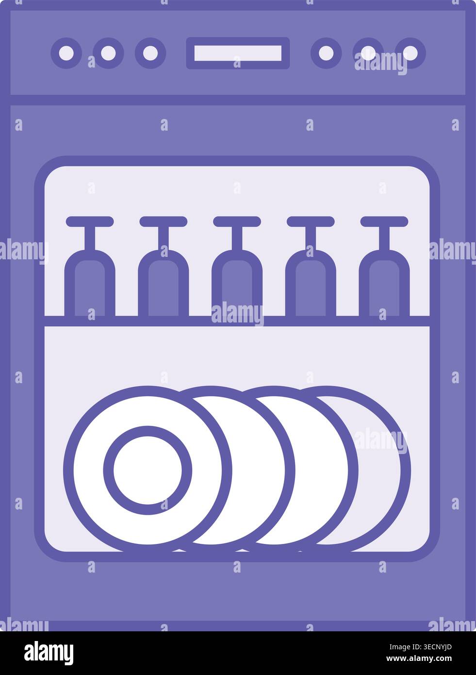 Farbiges Geschirrspülersymbol Vektorabbildung. Elektromechanische Installation für automatische Geschirrspülung. Haushaltsgerätekonzept Stock Vektor