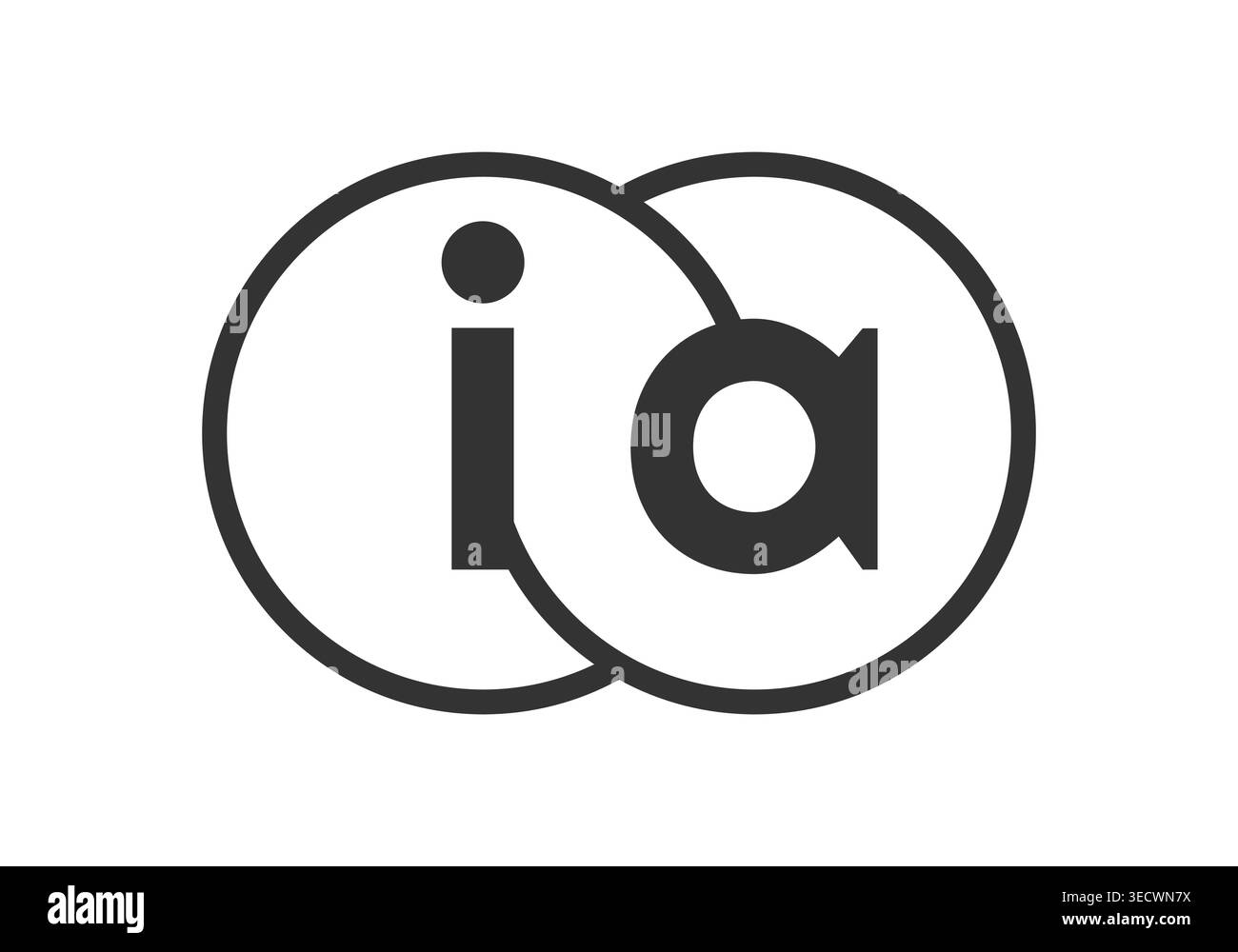 IA Business Company Emblem mit Umrissrunden und Buchstaben i a Logovorlage aus zwei zusammengeführten Kreisen für Markenidentität, Logotyp. Vektor-Unendlichkeit Symb Stock Vektor