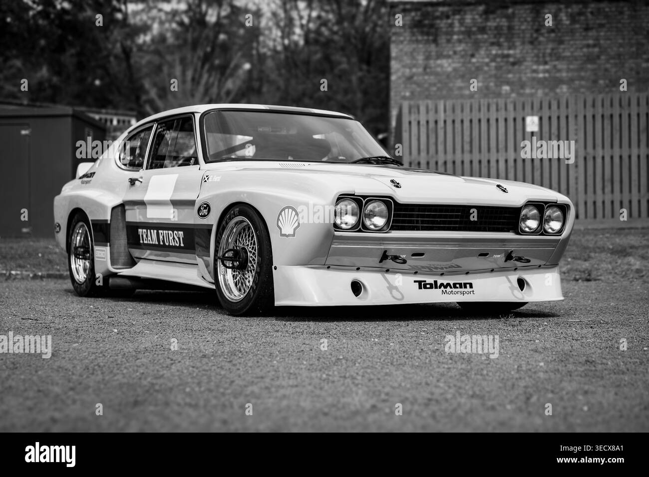 Team Furst - Ford Capri, ausgestellt auf dem Bicester Motion Scramble am 28. April 2026. Stockfoto
