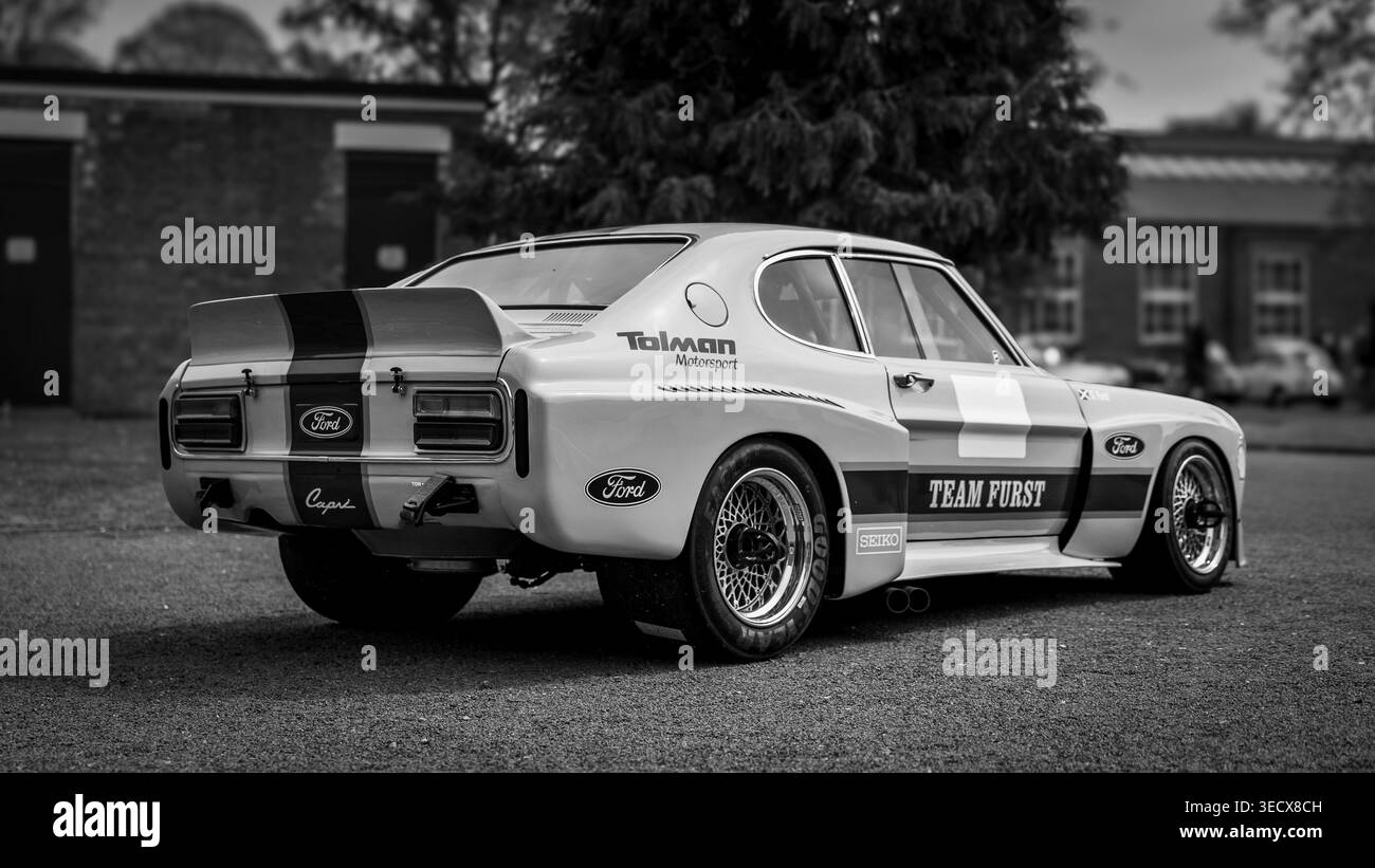 Team Furst - Ford Capri, ausgestellt auf dem Bicester Motion Scramble am 28. April 2026. Stockfoto