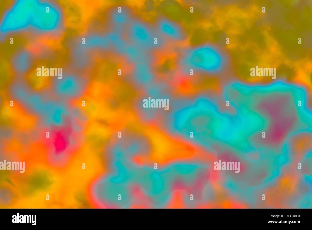Heller abstrakter unscharfer Hintergrund mit Orange Teal und Pink Fluide Color Waves' Stockfoto