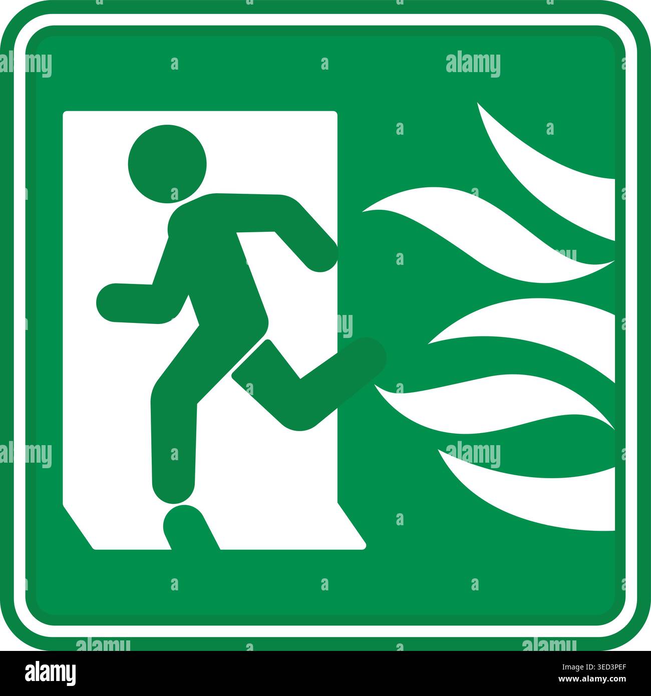 Grünes Schild Notausstieg. Vektorsymbol. Symbol Für Die Evakuierung Im Brandfall. Mann, der zur Notausgangstür läuft. Notfallsituation Stock Vektor