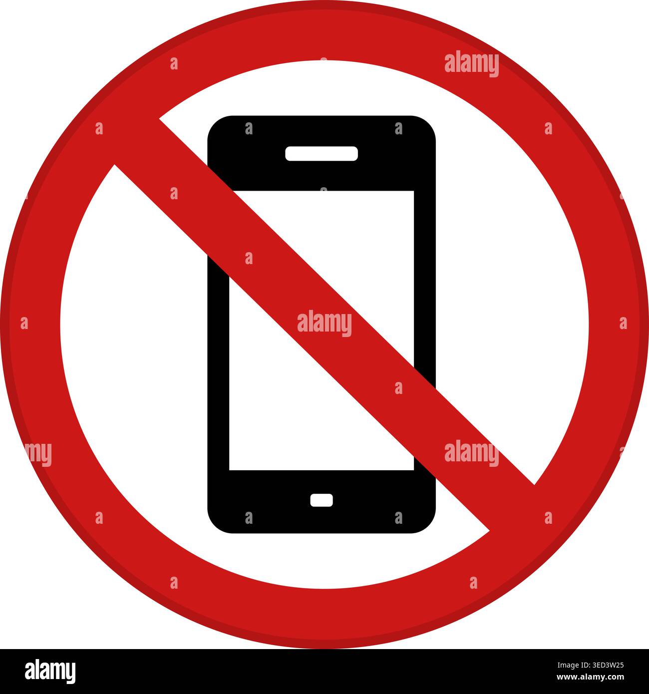 Rotes Zeichen Kein Mobiltelefon. Vektorsymbol. Rundes Verbotsschild. Warnung vor dem Verbot der Verwendung von Mobiltelefonen Stock Vektor
