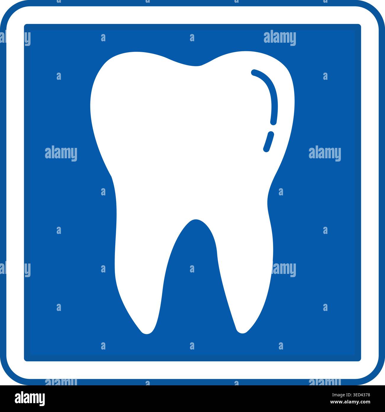 Blaues Schild Für Zahnheilkunde. Vektorsymbol. Zahn, Zahnklinik, Zahnbehandlung. Schild Der Krankenhausabteilung Stock Vektor