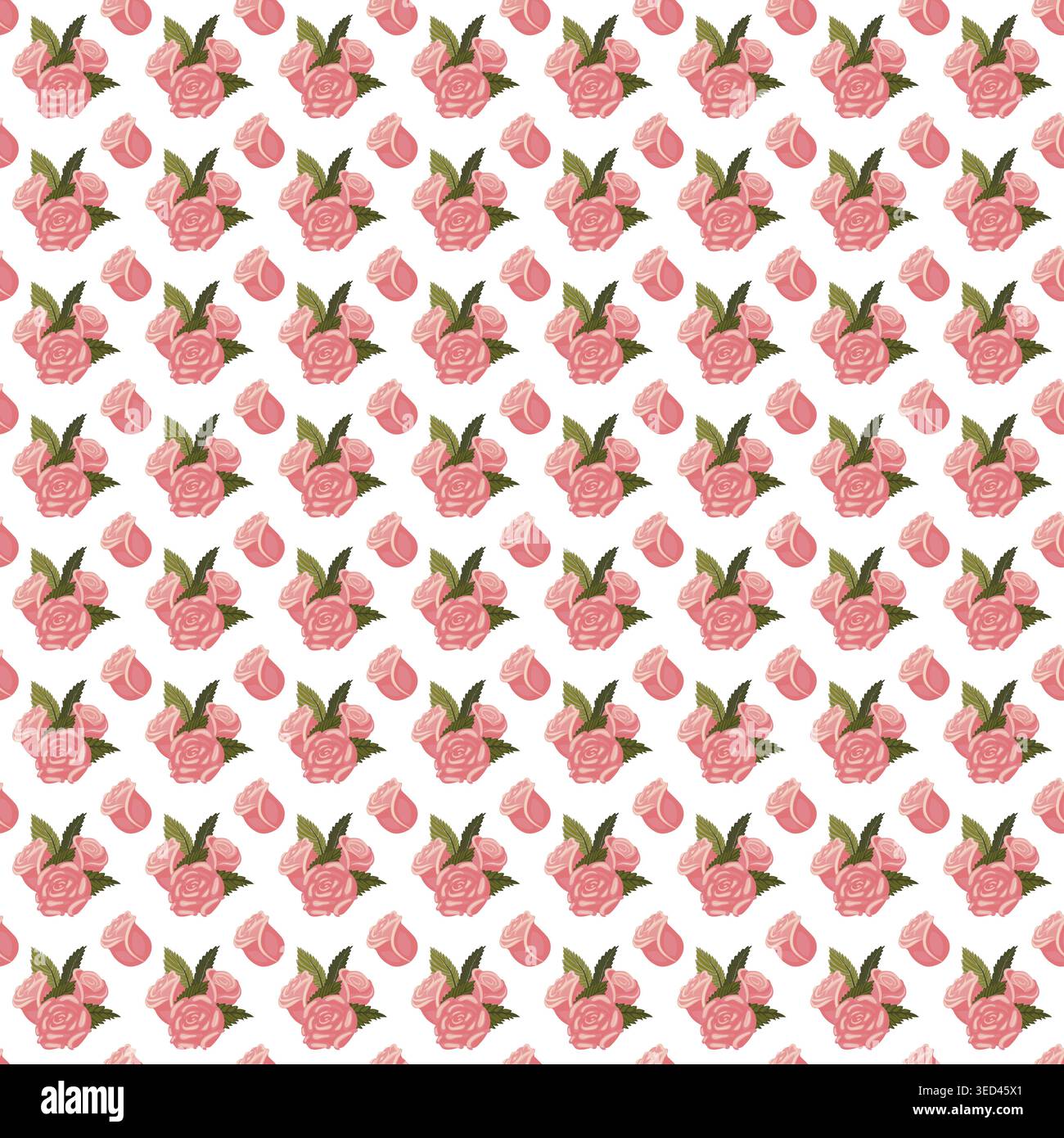 Zusammensetzung rosa Rosen. Nahtloses Muster. Vektorabbildung. Stock Vektor