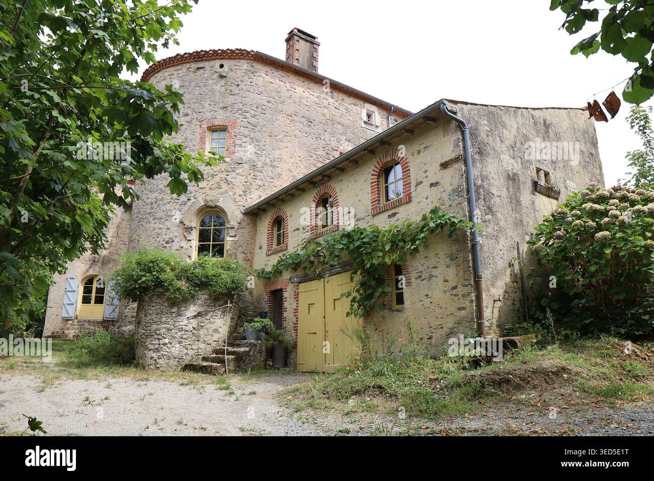 Die neue Burg, Burg Vouvant, erbaut im 11. Jahrhundert, Außenansicht, Dorf Vouvant, Departement Vendée, Frankreich Stockfoto