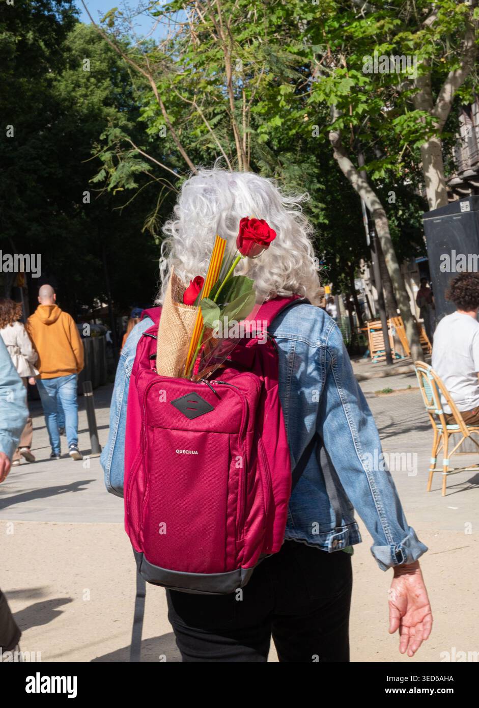 San Jordi und die Rosen Stockfoto