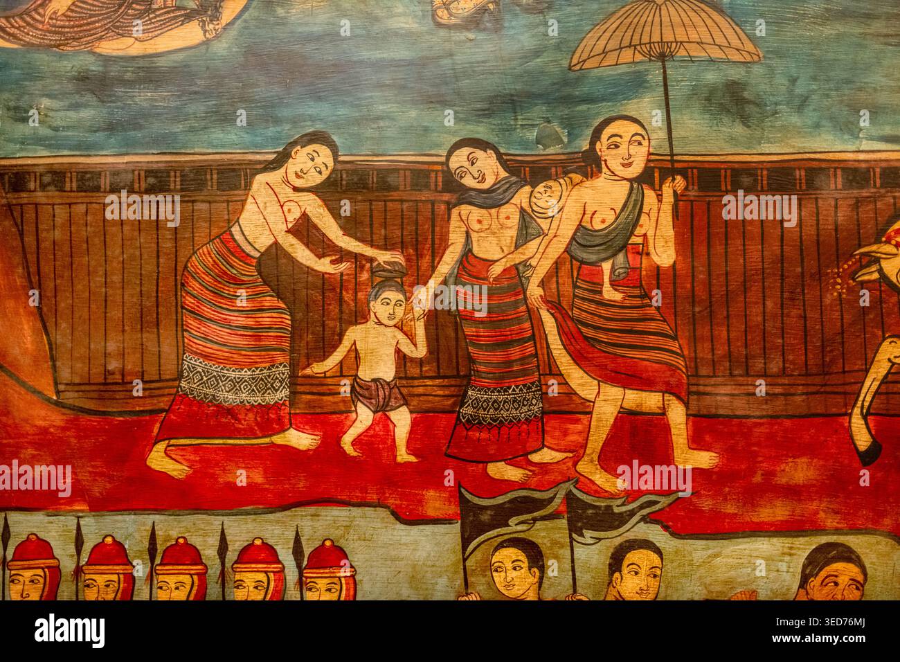 Chiang Mai und Tai Yai Wandmalerei im Lanna Folklife Centre Museum in Chiang Mai Thailand Stockfoto