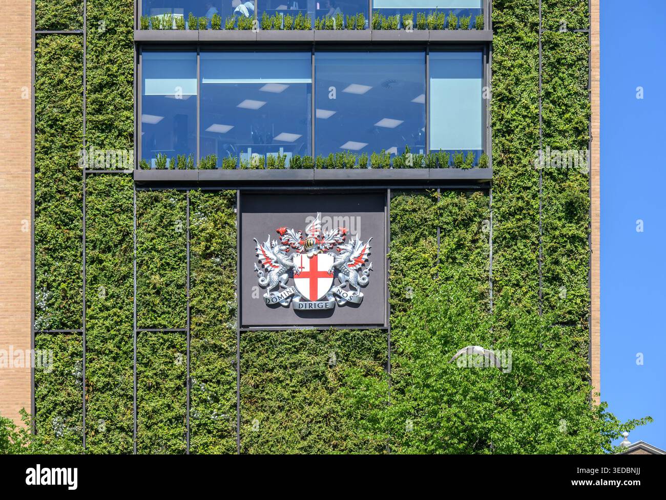 London, Großbritannien. Living Green Wall an der Fassade des New Bridge Street House an der Blackfriars Bridge. Stockfoto