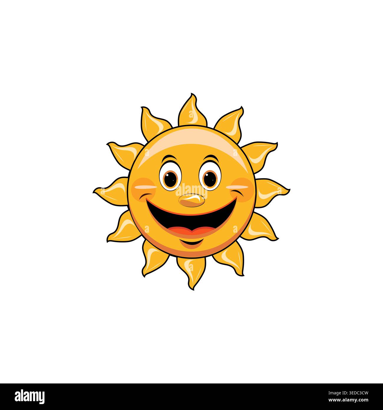 Cartoon Sonnengesicht Vektor Illustration, hell lächelnde Sonne Charakter Stock Vektor