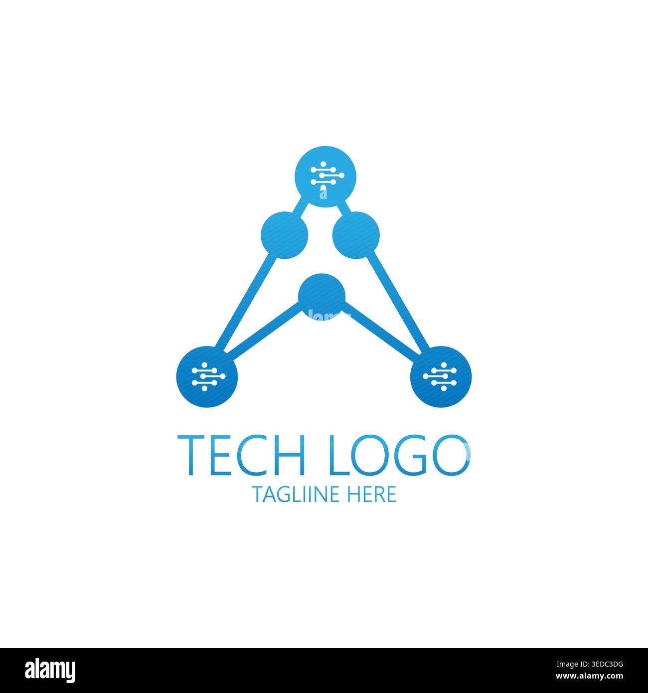 Modernes Technologie-Logo mit Netzwerkknoten-Konzeptabbildung Stock Vektor