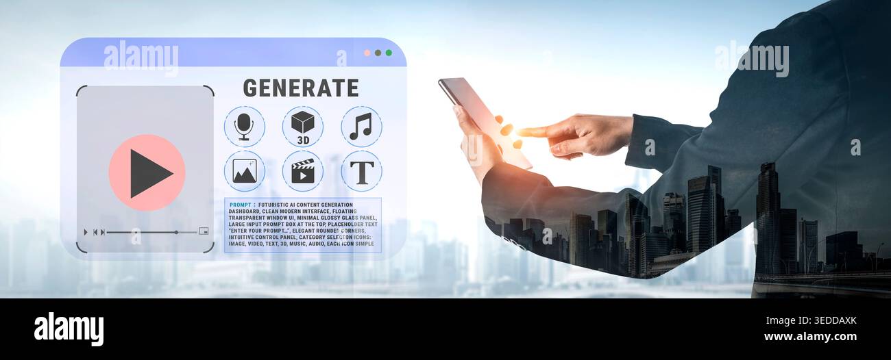 Moderner digitaler Erstellungsprozess mit Smartphone- und Softwareschnittstelle zur Generierung von Multimedia-Inhalten in urbanem Umfeld Quark. Stockfoto
