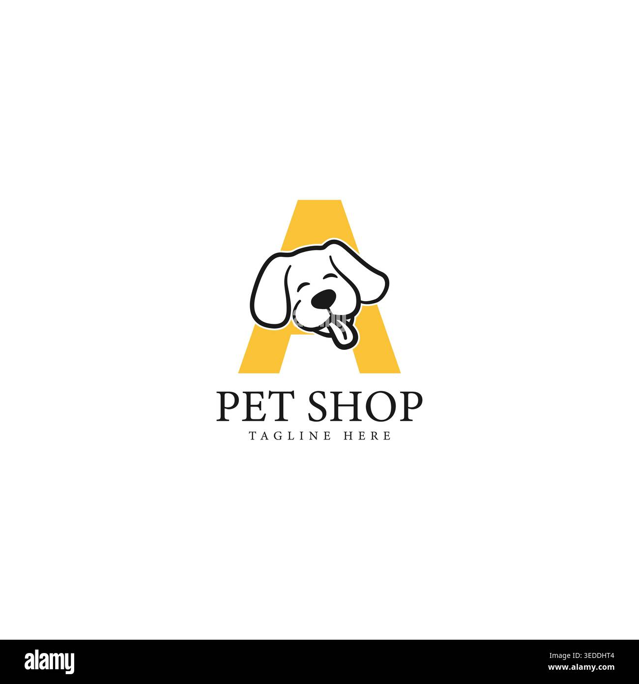 Ein Logo mit Einem Hundegesicht. Ein PET Design-Symbol mit Alphabet Stock Vektor