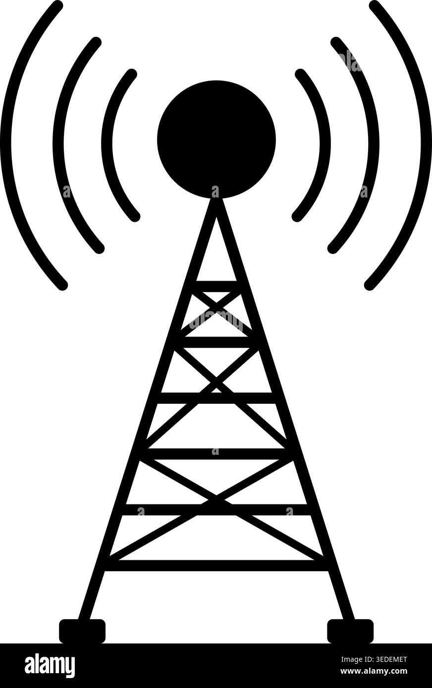 Broadcast-Symbole. Symbol Für Broadcast-Antennenvektor. Wi-Fi-Internet, Sender. Konzept der Videoproduktion und sozialer Netzwerke Stock Vektor