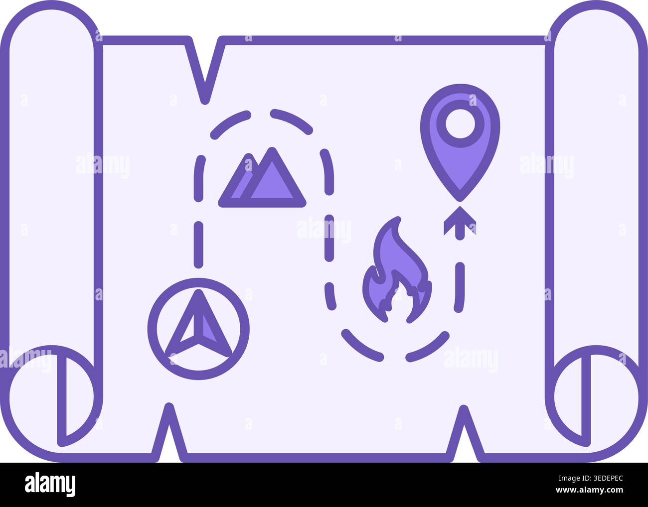 Farbiges Quest-Symbol. Vektorsymbol. Ordnen Sie Aufgaben zu, die gelöst werden müssen, um das Ziel zu erreichen. Unterhaltsames Spiel. Interaktives Adventure-Konzept Stock Vektor