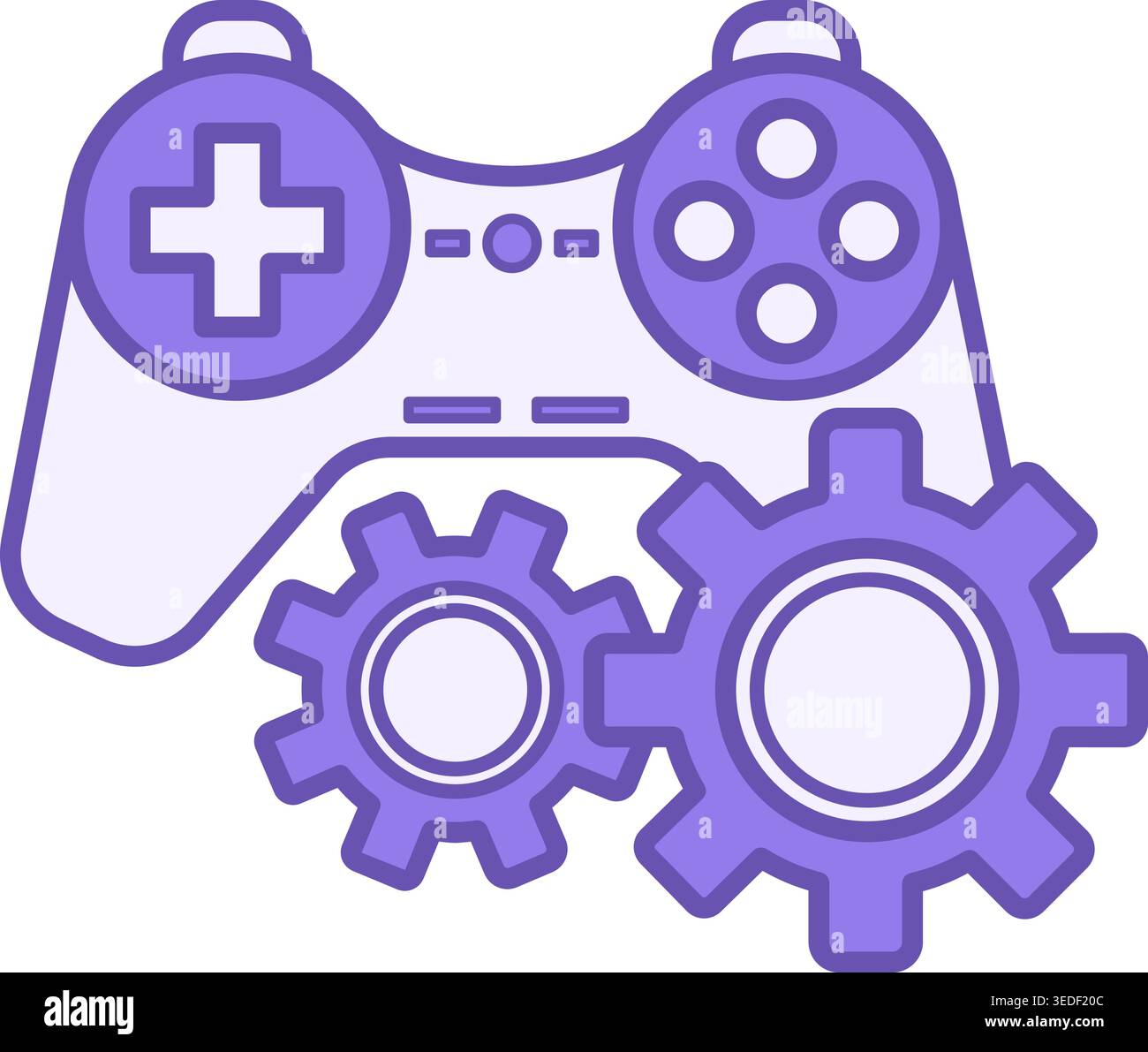 Symbol Für Gamification Color (Gamification Color). Vektorsymbol für Spiel Joystick und Gänge. Interaktive Lernspaß. Werkstattkonzept Stock Vektor
