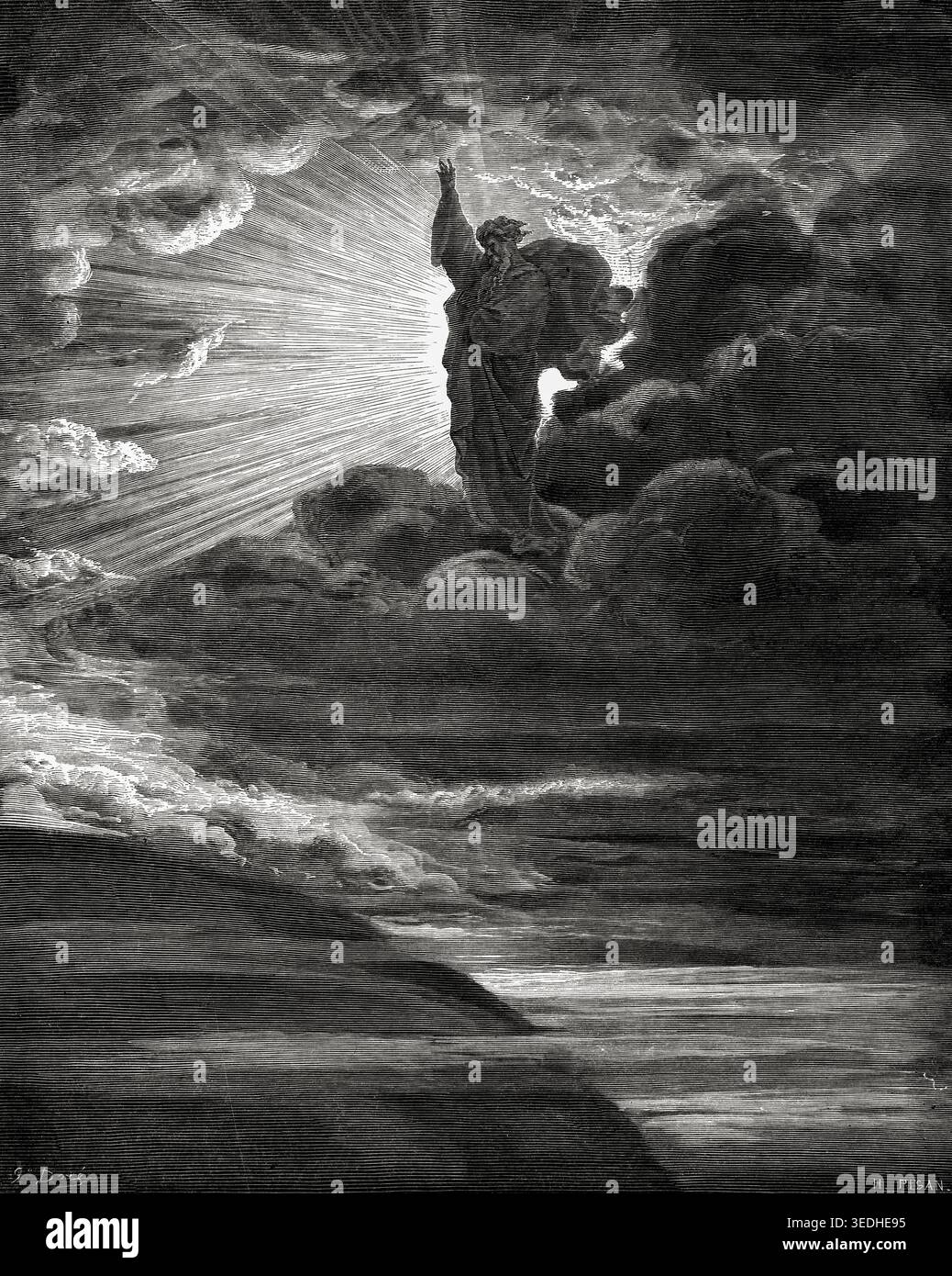 Gustave Dore, die Schöpfung des Lichts, Illustration, Gravur, 1873 Stockfoto
