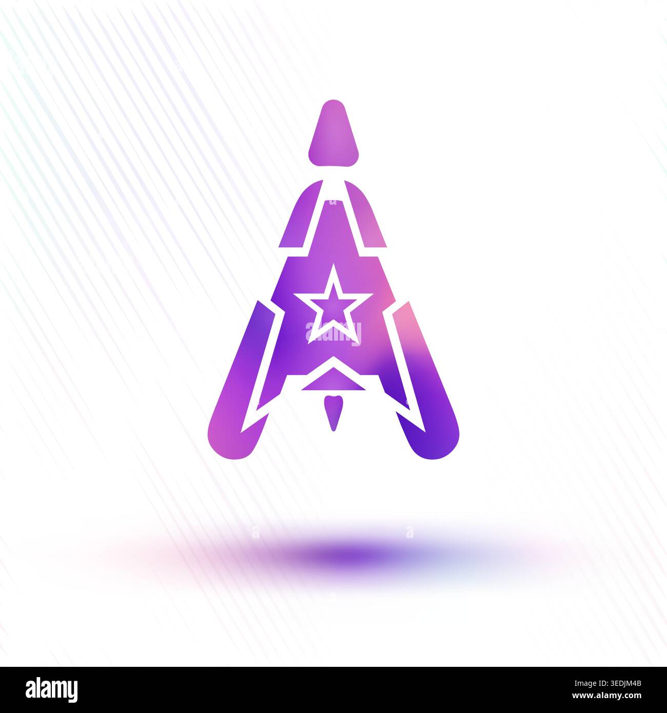 Logo in Kombination mit Stern, Rakete, Buchstabe A, Turm und Schild Stock Vektor
