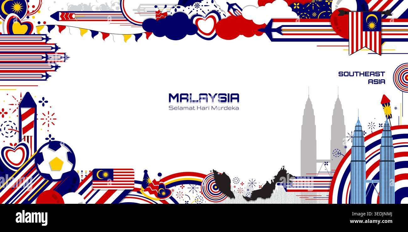 Happy Undependence Day of Malaysia, Illustration Hintergrund Design, Land Thema Stock Vektor