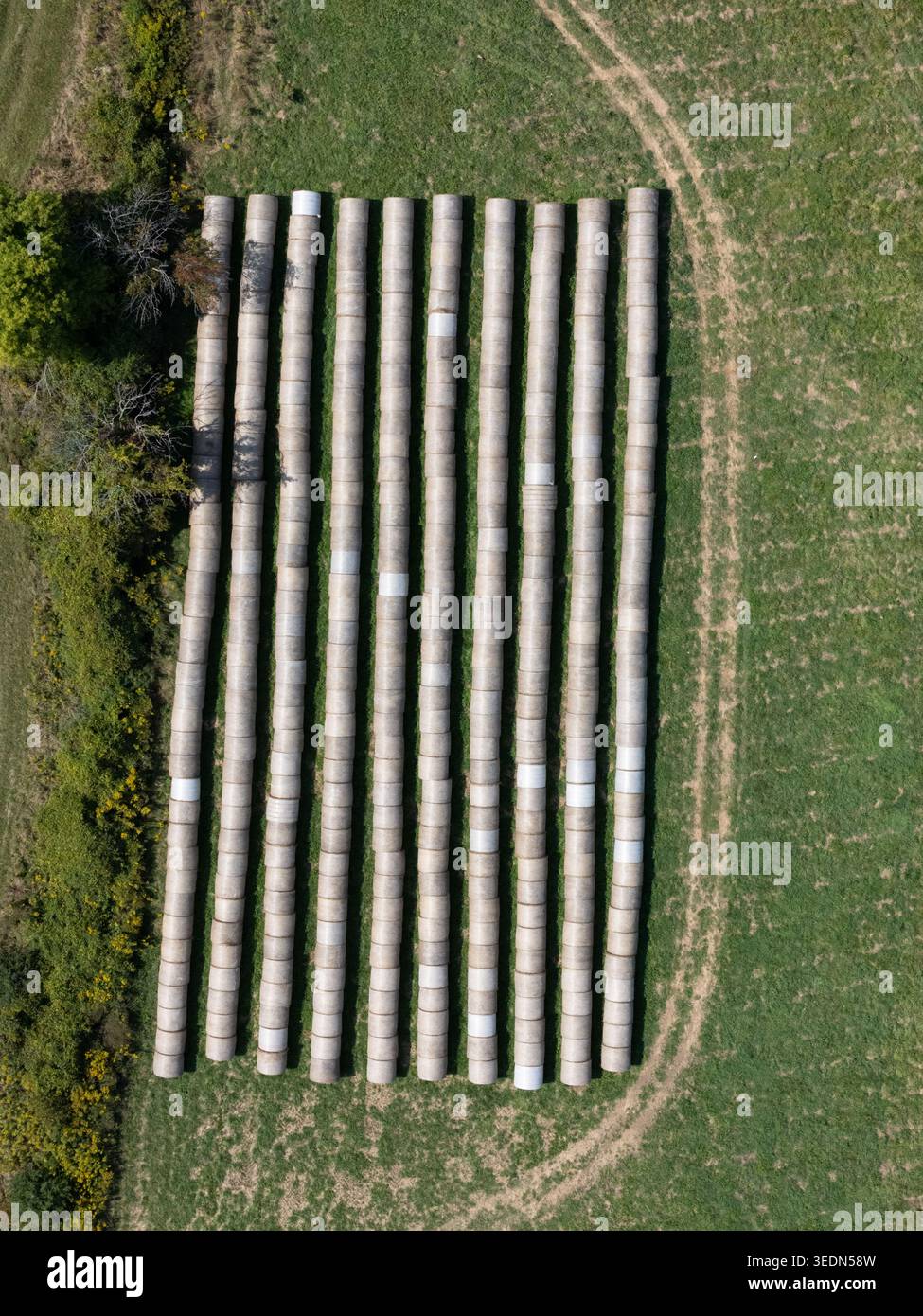 Drohnenansicht einer Amish Farm, Herkimer County, New York State, USA. Stockfoto