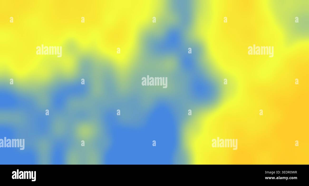 Ein visuell beeindruckendes Bild mit einem glatten Farbverlauf aus leuchtenden Gelb- und Blautönen, das eine dynamische und energiegeladene Atmosphäre schafft. Stockfoto