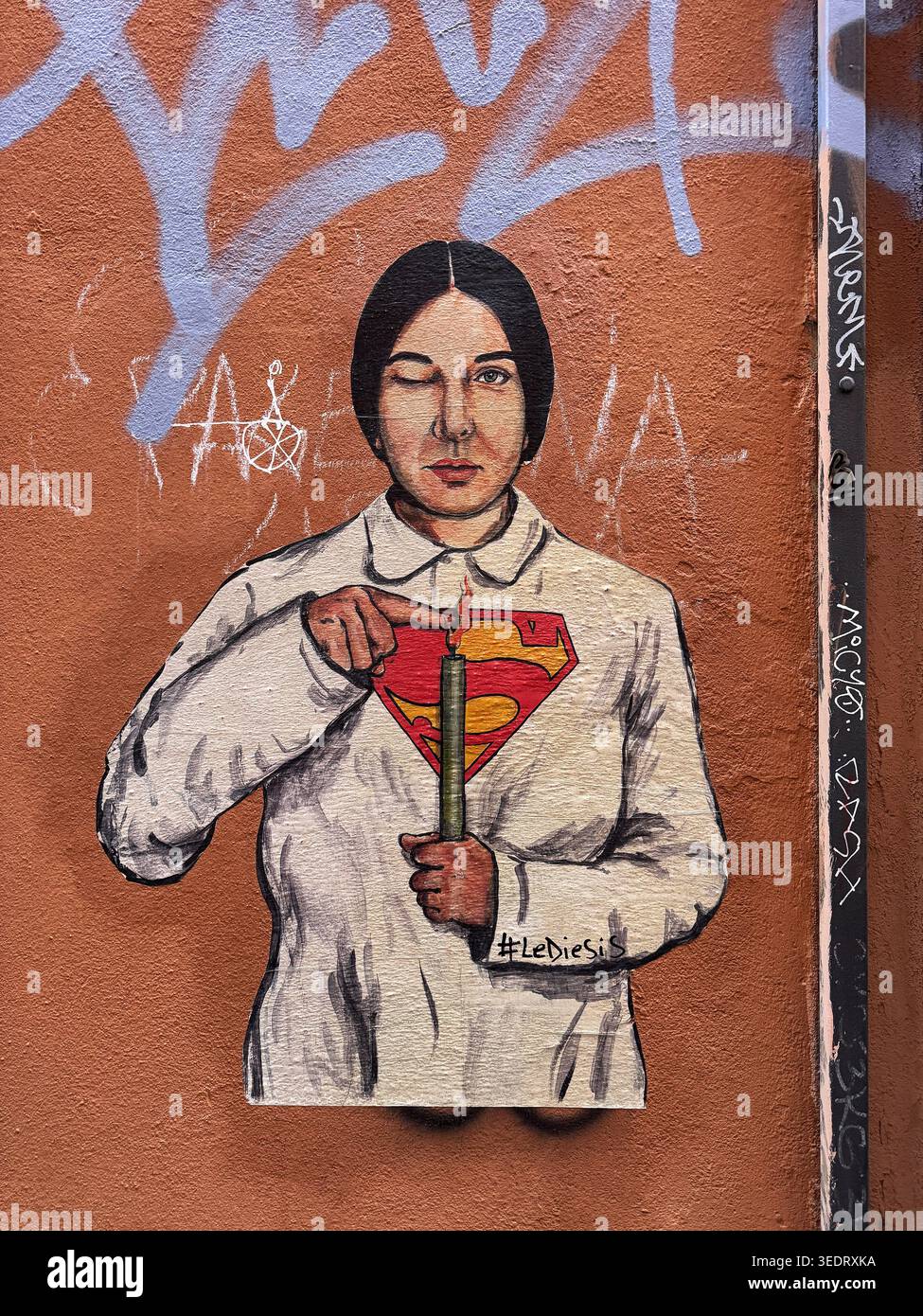 Marina Abramovic Graffiti, Bologna, Emilia-Romagna, Italien Stockfoto
