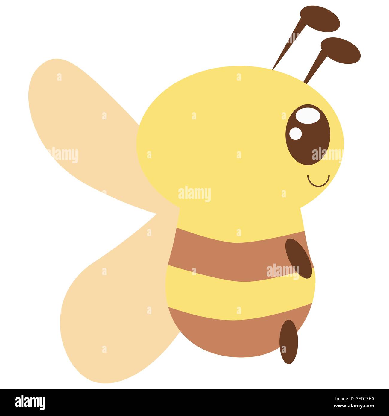 Kawaii-Biene-Illustration mit seitlichem Profil und bezauberndem Cartoon-Stil. Ideal für Maskottchen, Kindergrafiken und niedliche Clipart-Kollektionen Stock Vektor